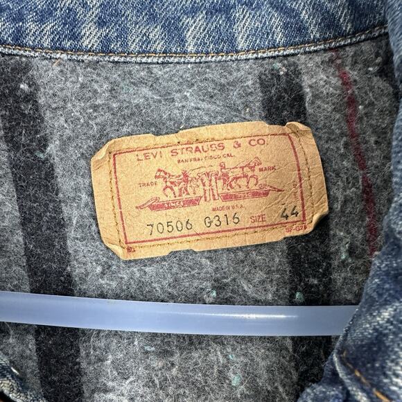 Vintage Levis Jean Jacket Mens 44 Blanket Lined Denim Trucker USA Made Grunge - Picture 7 of 12